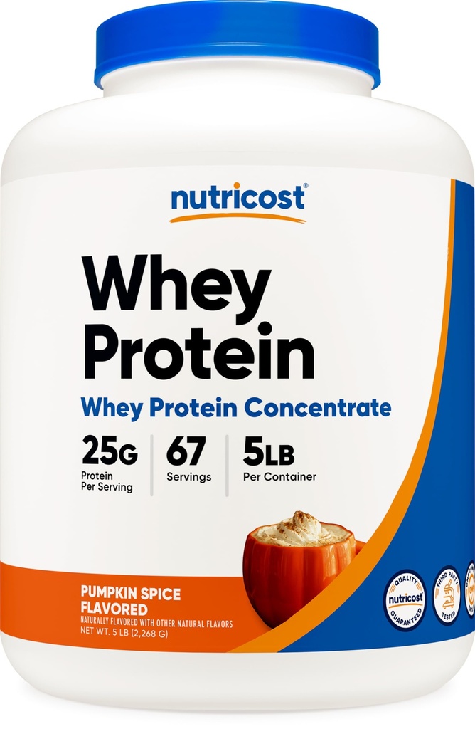 Nutricost Whey Protein Concentrate Powder (Pumpkin Spice) 5 LB - 25g of Protein, GMO-Free, Gluten-Free, 67 Servings