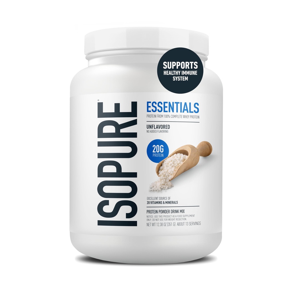 Isopure Essentials 100% Wei Proteïne Poeder, met Vitaminen, 20g Proteïne Per Serving, Unflavored, 13 Servers (Pack of 1)