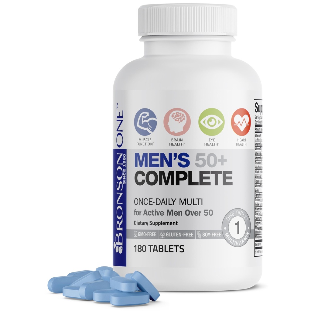 Bronson ONE Daily Mens 50+ Complete Multivitamine Multimineral, 180 tabletten
