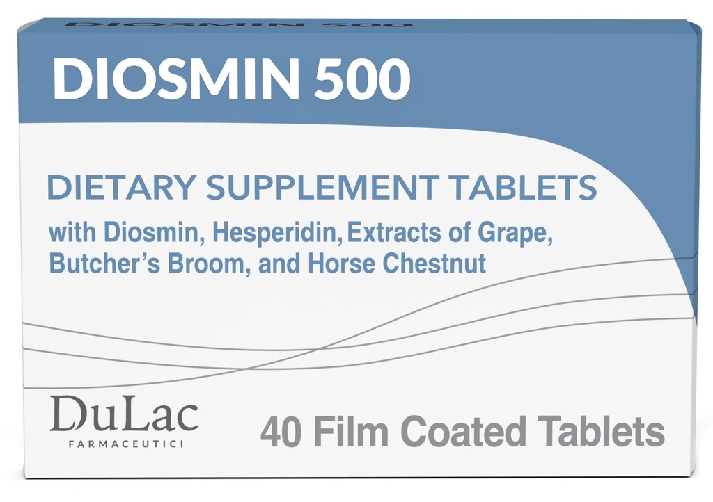 Dulac Diosmin 500, Micronized Diosmin Hesperidin Dieetsupplement 1000mg per portie, Horse Chestnut Extract, Butcher