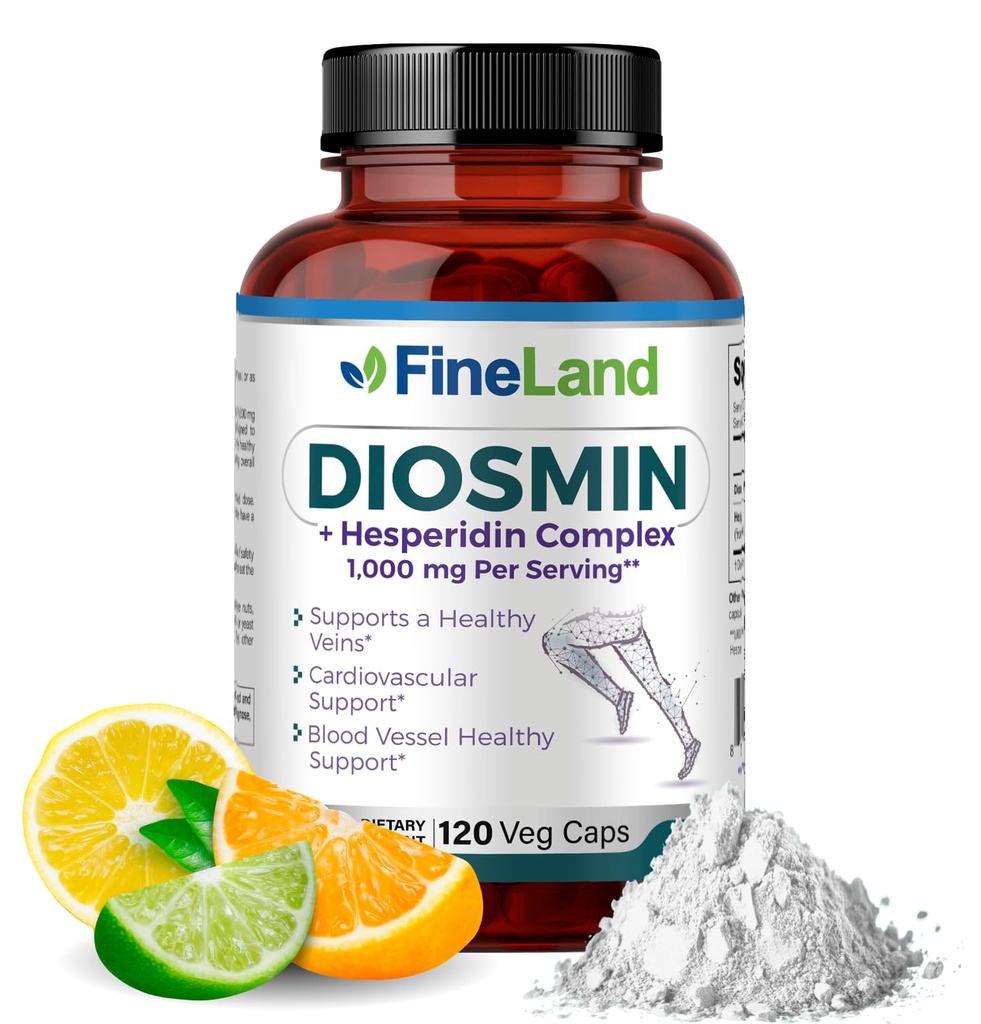 FineLand Diosmin & Hesperidin Complex, Premium Advanced Formula, 1000 mg, Blood Flow and Circulation Support, 120 capsules, 100% veganistisch, all Natural