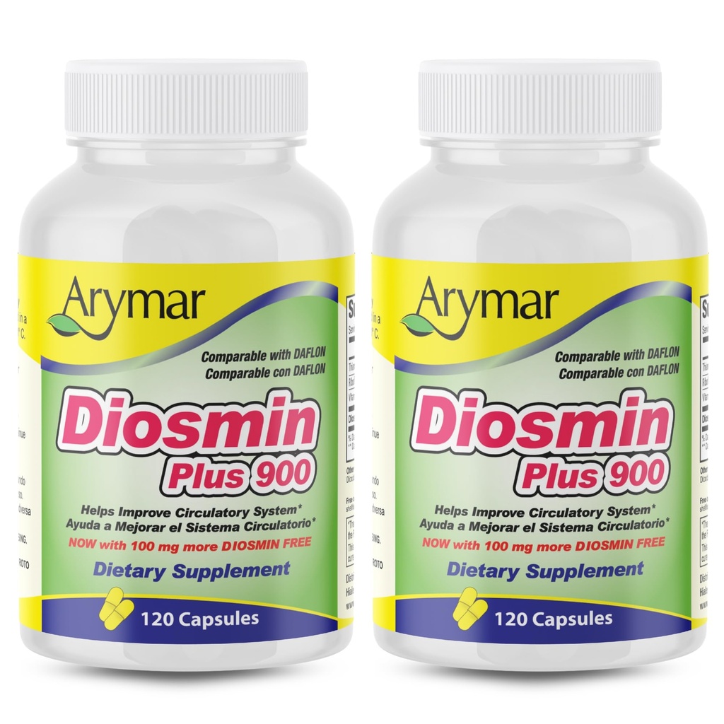 Arymar Diosmin Plus 900mg – Circulation & Vein Support, 120 Capsules (2-Pack)