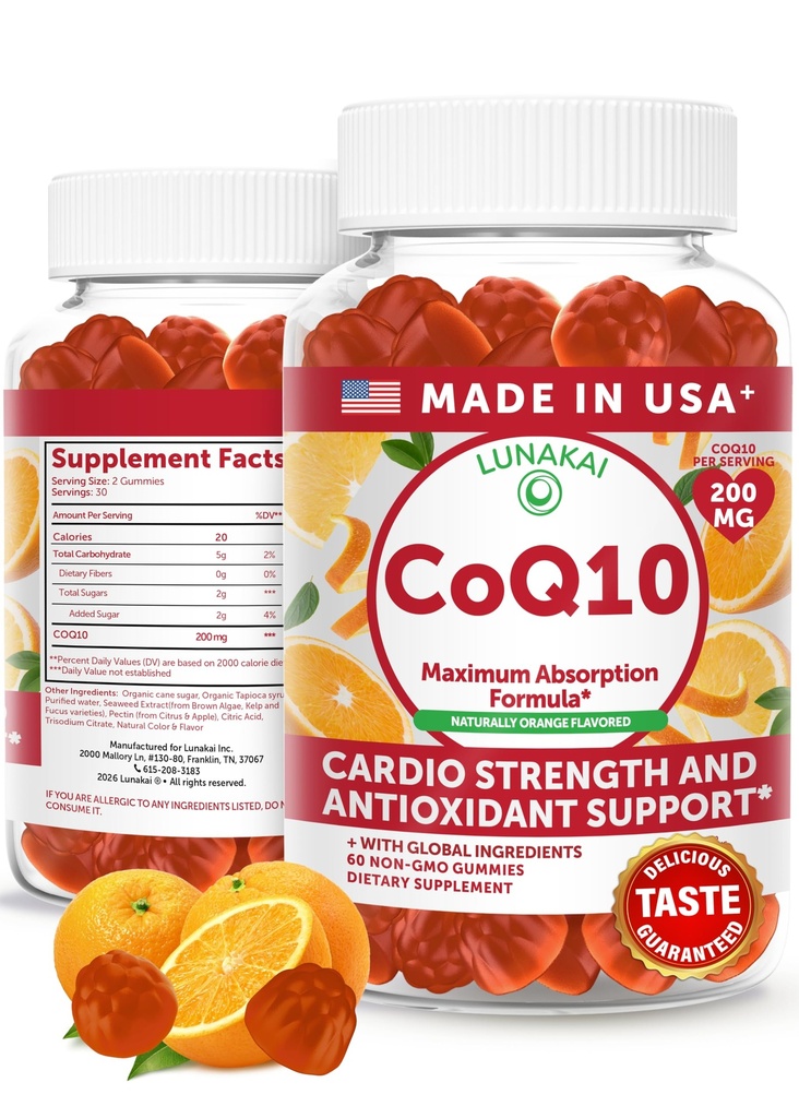 Lunakai USA Made CoQ10 Gummies for Adults 
