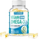 Vegan Omega-3 Algen DHA Supplementen - 2000mg Algenolie, Plant-Based Prenatale Algen DHA, 90 Carragenan Free Softgels -Duurzame Visolie Alternatieve Ondersteunt Hersenen, Hart, Ogen, Gezamenlijke Gezondheid