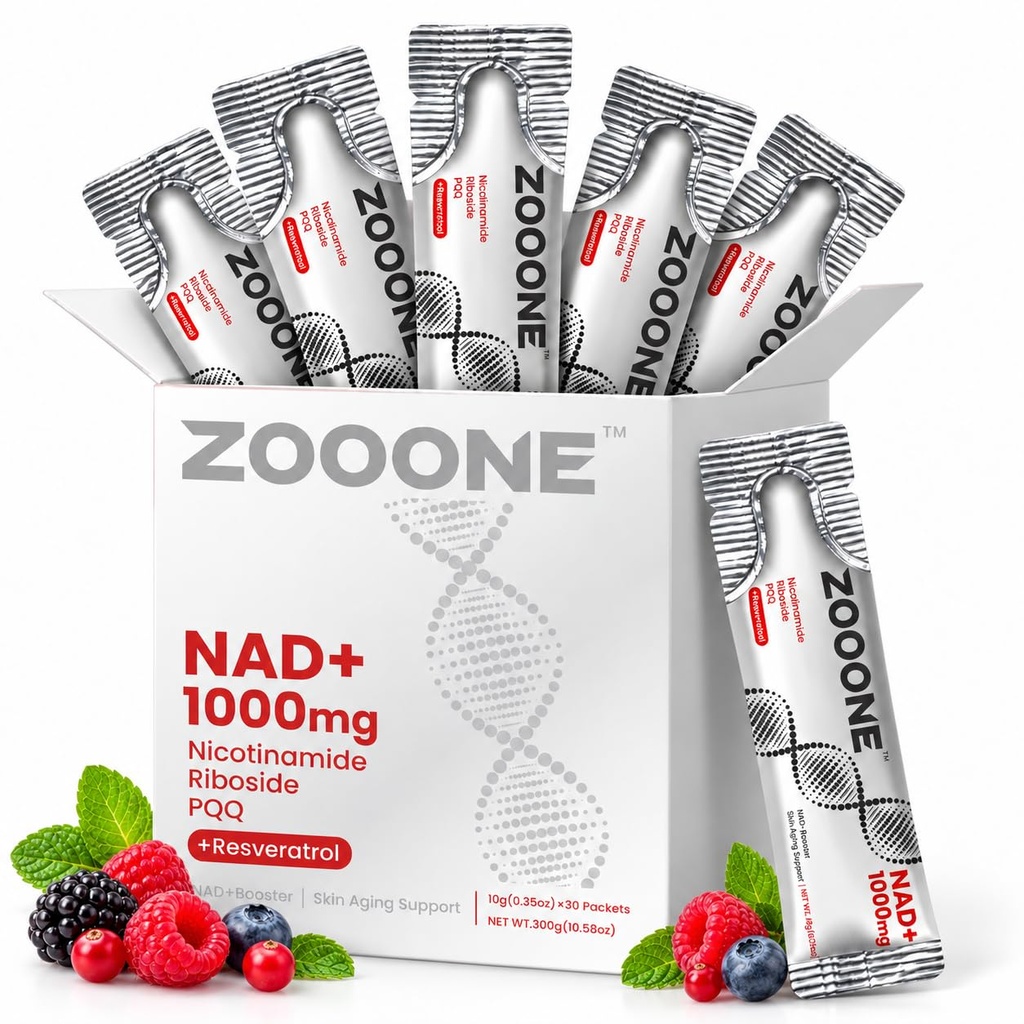 zooone- NAD+ Supplement 30pcs, Premium Nicotinamide Riboside & Resveratrol, DNA Repair & Healthy Aging， Advanced NAD Supplement for Men & Women, Boosts Cellular Energy.