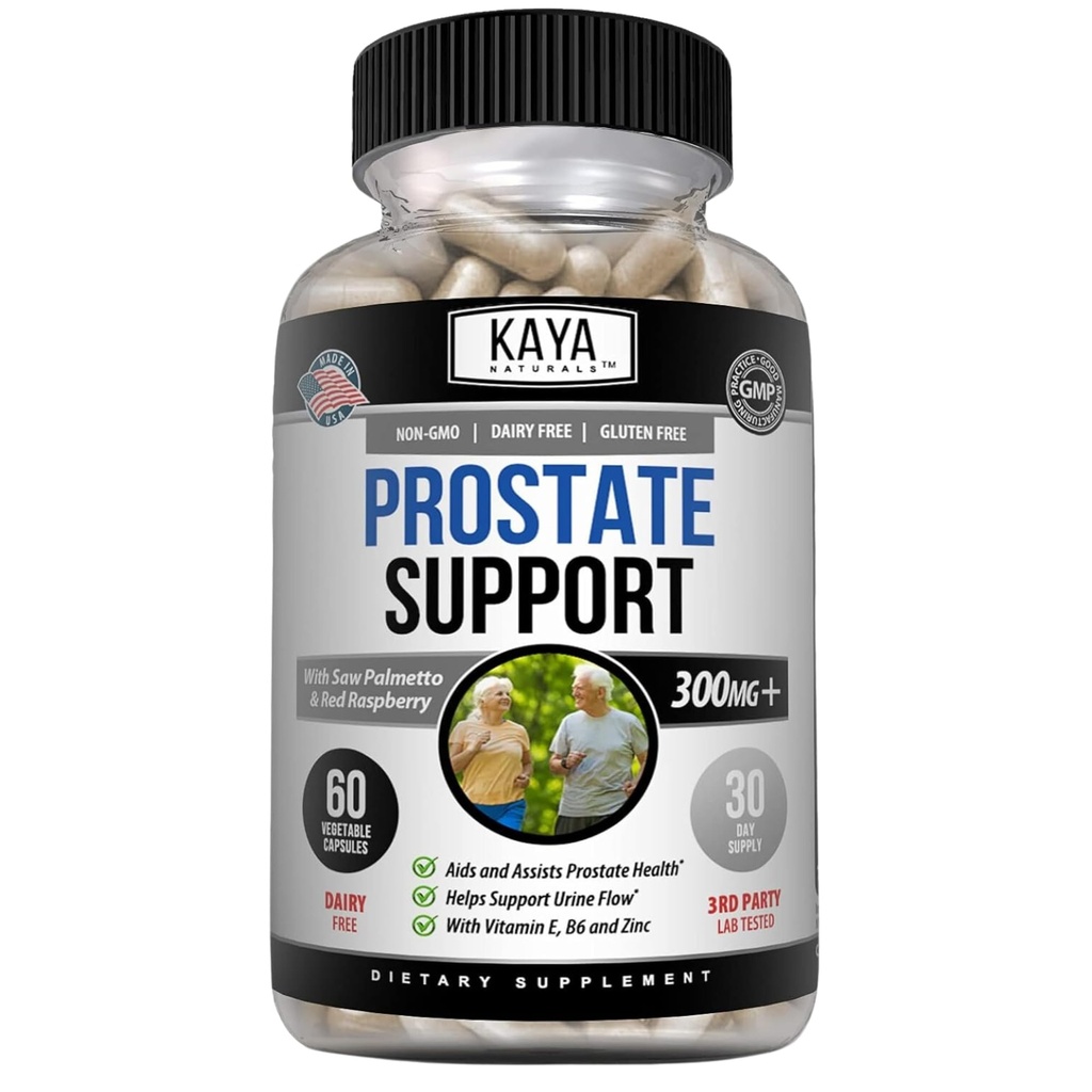 Kaya Naturals Prostate Support - Saw Palmetto, Potent DHT Blocker for Hair Growth, Promote Sleep, Beta Blocker to Reduce Frequent Urination, Support Bladder Emptying & Stamina Supplement (60 Capsules)
