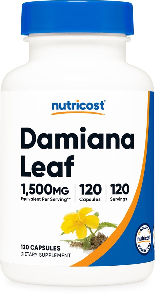 Nutricost Damiana Leaf Extract 120 Capsules for 120 Serving Per Bottle - Vegan, GMO-Free and Gluten-Free