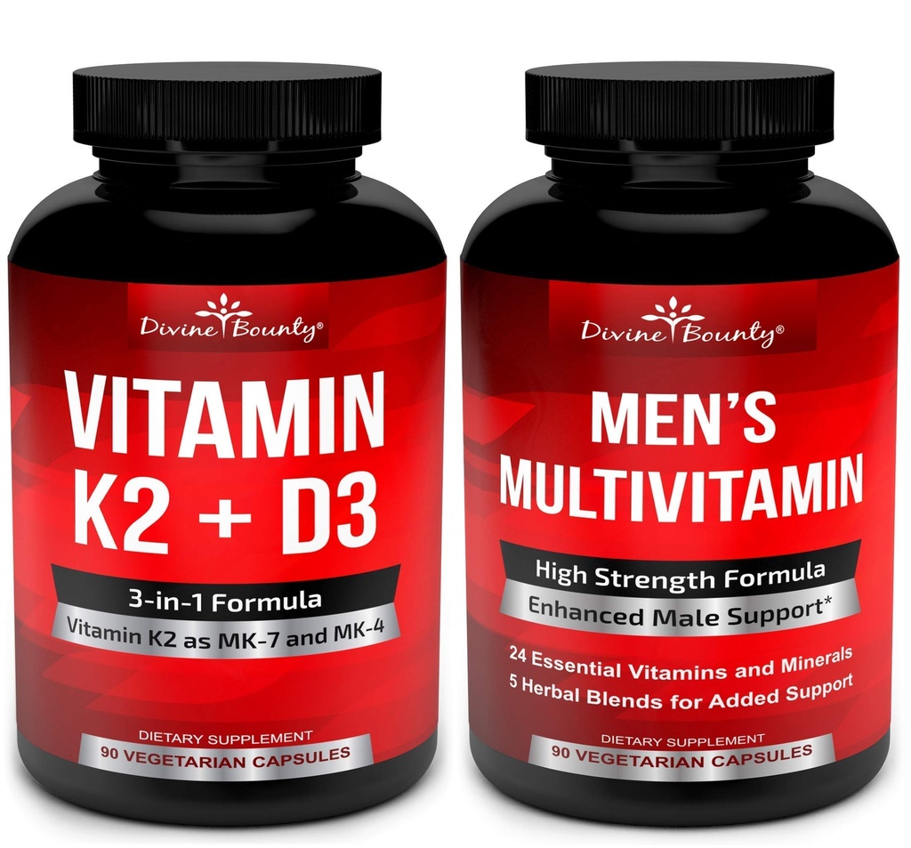 Divine Bounty Vitamine K2 avec D3 & Multivitamine pour hommes