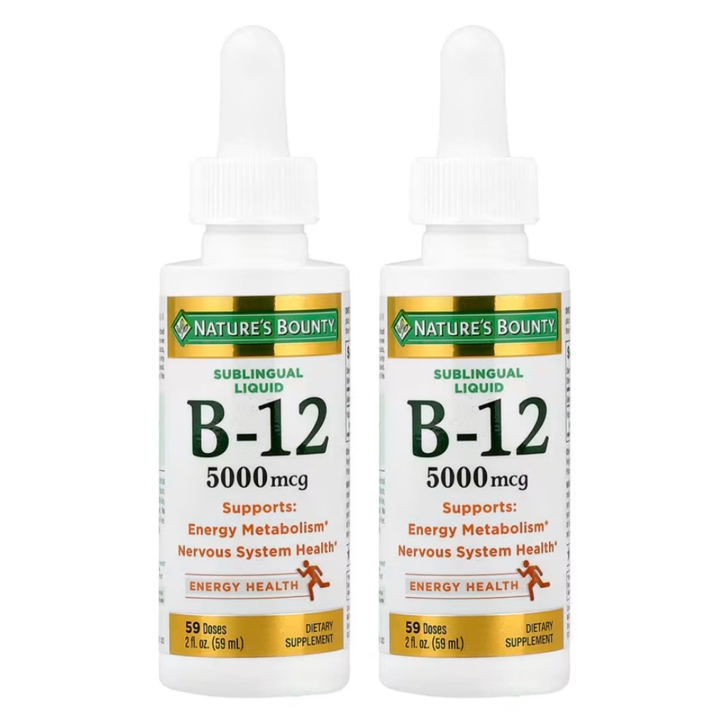 Nature's Bounty B-12 5000 mcg Sublingual Liquid Energy Health, 2 Fl Oz (2 flessen)