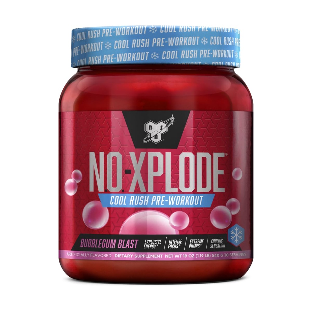 BSN N.O.-XPLODE Cool Rush pré-entraînement poudre, pré-entraînement supplément d'énergie pour les hommes et les femmes avec créatine et bêta-alanine, nouvelle saveur: Bubblegum Blast, 30 portions