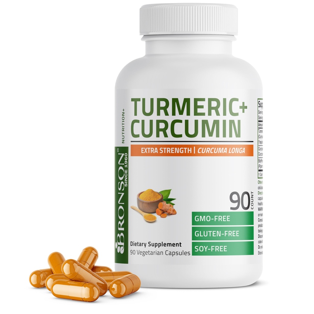 Bronson Turmeric Curcumin Extra Strength - Antioxidant, Joint & Digestion Support with BioPerine, Non-GMO, 90 Vegetarian Capsules