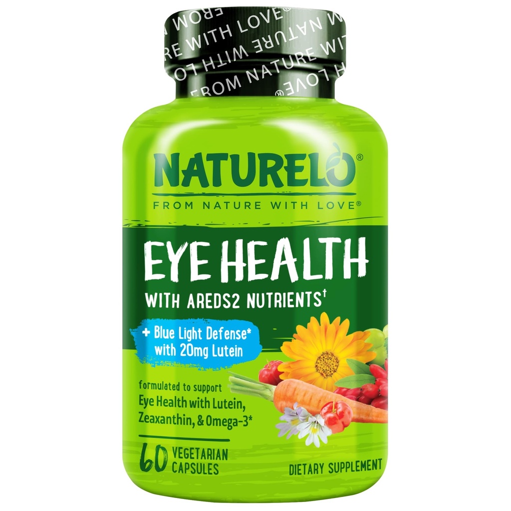 NATUURLO Oogvitaminen - ARDES 2 Formula Nutriënten met Luteïne, Zeaxanthine, Vitamine C, E, Zink, Plus DHA - Supplement voor droge ogen, gezond zicht, oogondersteuning - 60 Vegan Capsules