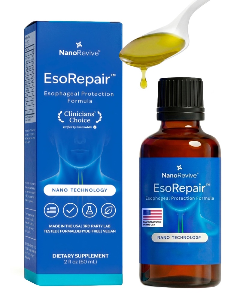 EsoRepair Nano Esophageal & Momach Health Supplements for Men & Women - Digestieve Comfort - Slippery Elm Bark, Zink L-Carnosine & Aloë Vera Extract - Non-GMO & Dairy Free