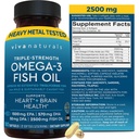 Triple Strength Omega 3 Fish Oil Supplement voor mannen en vrouwen 2.000 mg High-Potency, Easy-to-Absorb Re-geprefabriceerde triglyceride vorm, Pescatarian-Friendly DPA EPA DHA Omega 3 Supplement, 180 Softgels