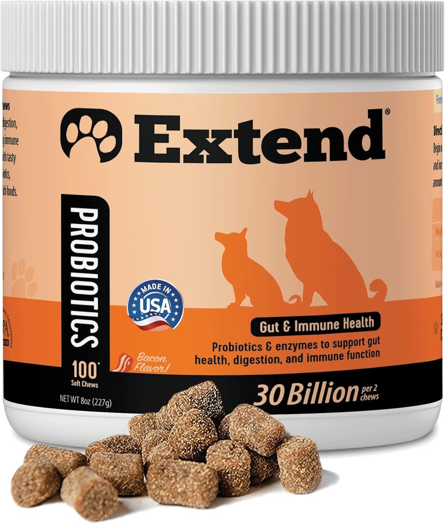 Extend® Probiotica voor honden - Digestive Health, Immune, Allergie & Skin Support - Reduce Gastric Distress, Bloating, Constipatie, Diarree - Natuurlijke, Klinisch bewezen, Made in USA