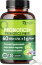 Probiotica voor vrouwen en mannen Digestieve gezondheid met prebiotische vezels - vezelsupplement met 60 miljard Probiotica voor regularity & Gut Cleanse - Ondersteunt incidentele constipatie - 120 Veggie Capsules