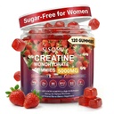 Creatine Gummies voor vrouwen, 5000mg Pre-workout spierkracht & energie-ondersteuning, 0 Suiker Creatine Gummy met L-Taurine, Zink, B12 B6, Aardbei smaak, Vegan - 120 Gummies