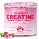 Creatine voor vrouwen, Creatine Monohydraat Gummies met Collageen, BCAA, L-Carnitine & Taurine, Aardbei smaak, Energie Creatine Supplement voor spierkracht, Energie Boost, Suikervrij, 120 Tellen