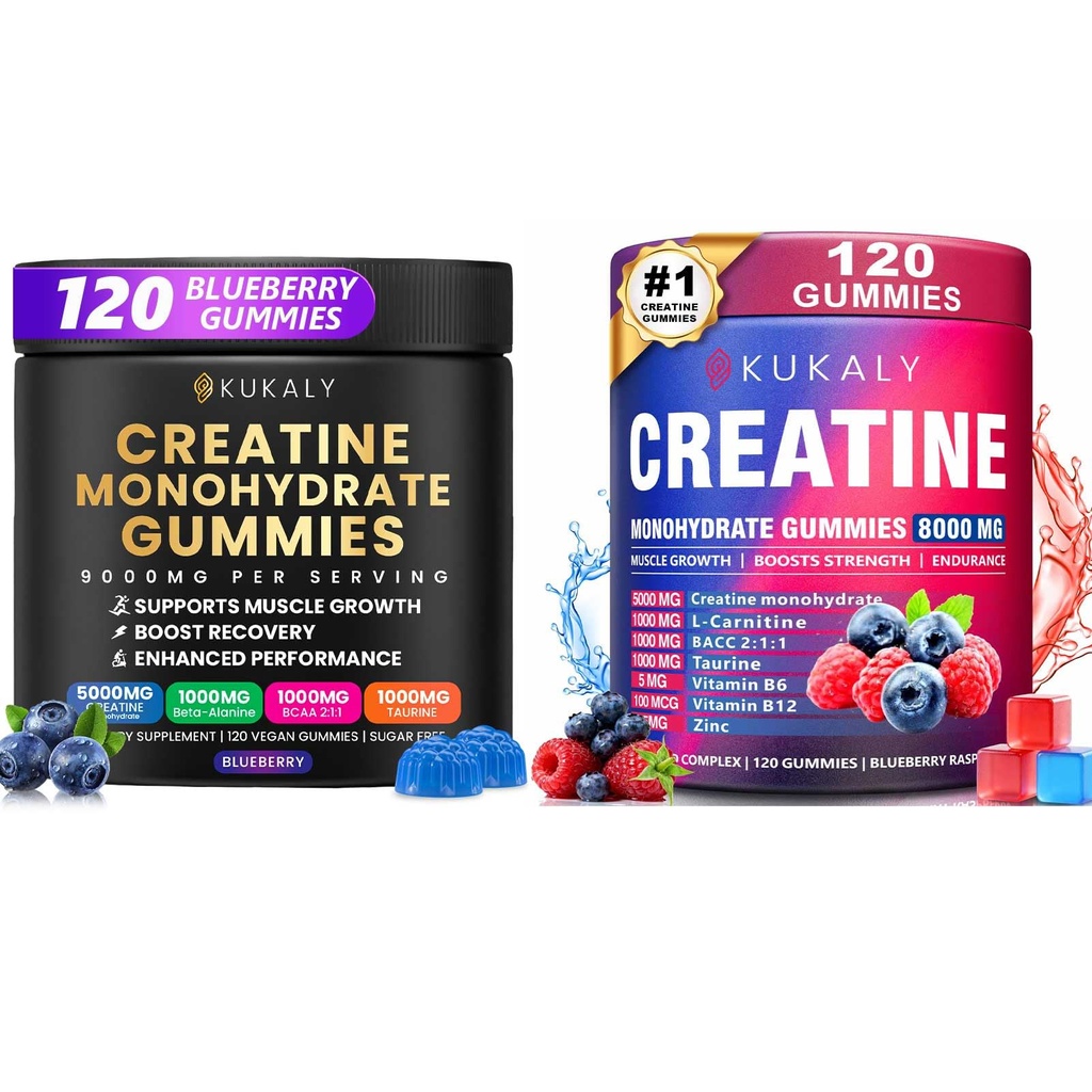 Creatine Monohydraat Gummies for Men & Women, 9000MG Creatine Gummies Sugar Free -BCAA 2:1, B12 B6 for Boost Strength, Focus & Endurance, Vegan, Non-GMO
