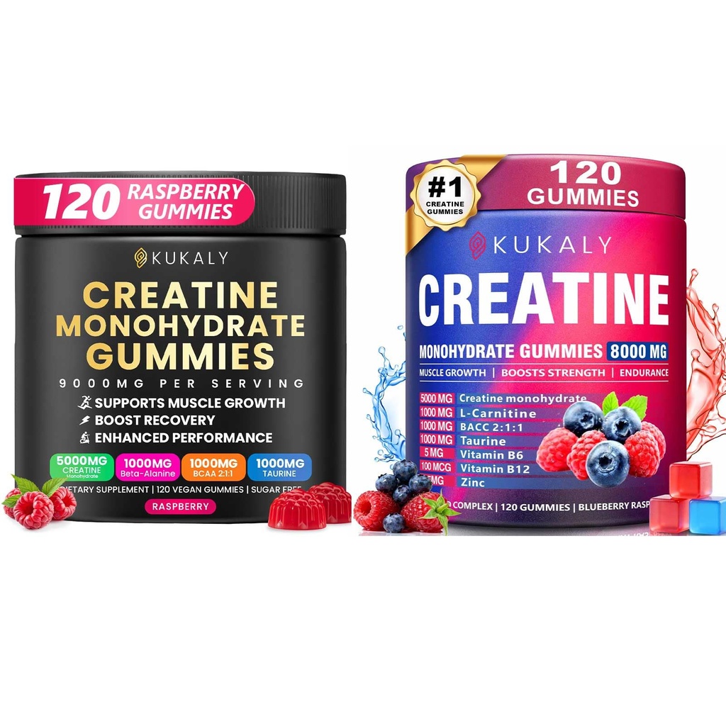 Creatine Monohydraat Gummies for Men & Women, 9000MG Creatine Gummies Sugar Free -BCAA 2:1, B12 B6 for Boost Strength, Focus & Endurance, Vegan, Non-GMO
