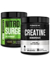Jacked Factory NITROSURGE Pre Workout Supplement (Pineapple, 30 Servings) & Creatine Monohydrate Powder (Unflavored, 30 Servings)