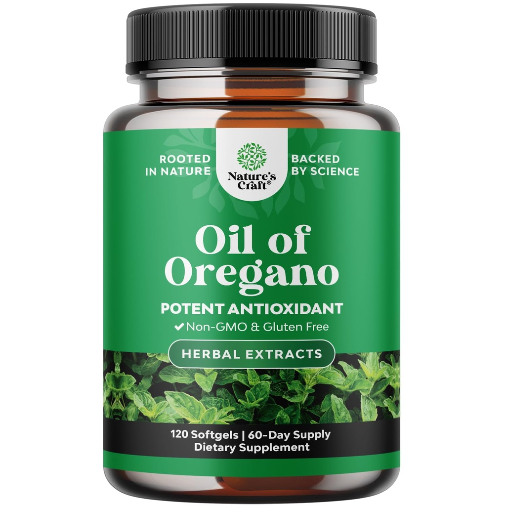 Wild Oregano Oil Softgels - Super Concentrated Softgels Oil of Oregano with Carvacrol 70% for Digestie & Immune Support - Herbal Supplements for Intestine Cleanse, Body Detox & Repair - 120 Ct