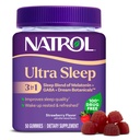 Natrol Ultra Sleep 3-en-1 100% sans médicament mélange d'aide au sommeil avec la mélatonine, le GABA et les botaniques, supplément diététique, formation non-habitante, 50 ugmmies