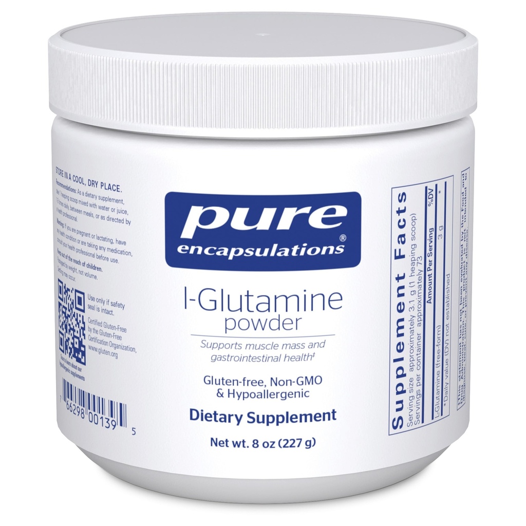 Pure Encapsulations L-Glutamine Poeder - Supplement voor Immune en Digestieve Ondersteuning, Gut Health en Voering, Metabolisme en Spierondersteuning* - met Pure Free-Form L-Glutamine - 8 Ounces