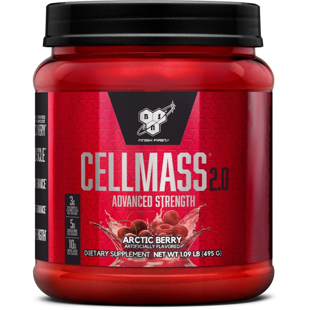BSN CELLMASS 2.0 Post Workout Recovery met BCAA, Creatine, & Glutamine - Keto Friendly - Arctic Berry, (25 Servers) (1048058)