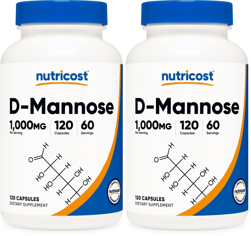 Nutricost D-Mannose 1000mg Per Serving, 120 Capsules - 500mg Per Capsule, Urinary Tract Health, Non-GMO and Gluten Free (Pack of 2)