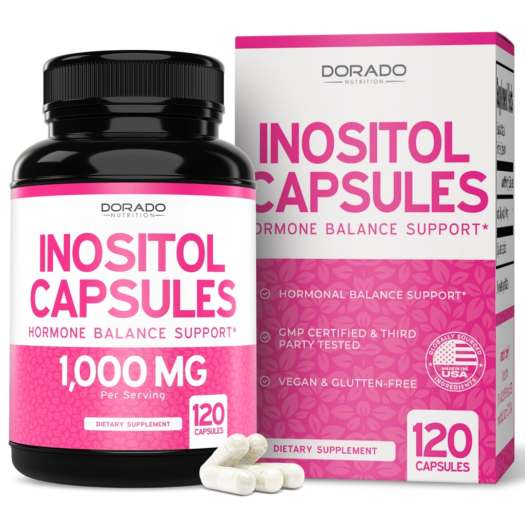 Inositol Capsules (Myo Inositol) (1000mg Per Serving 120 Capsules) Myo Inositol Supplement for Women Hormone Balance Support - Vegan Safe - Third Party Tested - Gluten Free & Made in USA (120 Count)