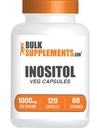 BulkSupplements.com Capsules d'inositol - Vitamine B8, Inositol 1000mg pour le bien-être général - Sans gluten, 2 capsules par portion, 120 Nombre (paquet de 1)