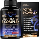 Vitamine B Complex Methylated - B-Complex with Methylfolaat & B12 - Bio available for Men & Women - 9-in-1 Methylated Multivitamine - Energy, Brain & Mood - Vegan - Made in USA - 120 Capsules, One/Day