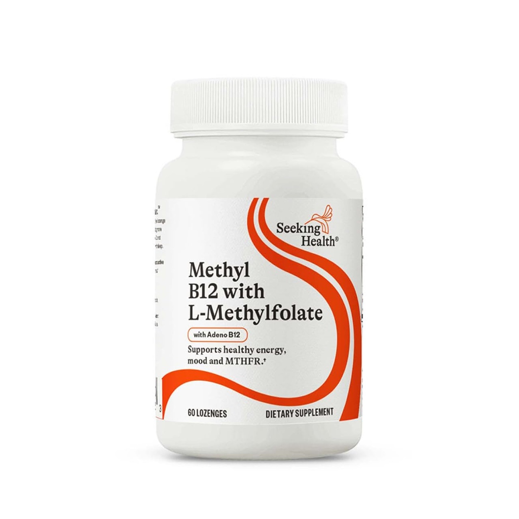 La recherche de la santé Méthyl B12 avec le L-méthylfolate - Supplément de soutien MTHFR - Supplément de soutien à la méthylation - Lozenges pour soutenir la santé cérébrale et l'énergie - 60 Lozenges