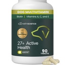 VetriScience 27+ Active Health Kauwtabletten, Canine Plus Dagelijkse Multivitamine voor Puppies en volwassen honden, Balanced Vitaminen, Mineralen en Antioxidanten, Gezondheid en Wellness Ondersteuning, Eend, 90 Tellen