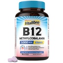 Vitalibre Vitamine B12 Sublingual 5000 mcg, Methylcobalamine, Bioactive Form, Hoge Absorptie, Vegan, Zenuw, Energie, Immune, Mood Ondersteuning, Natuurlijke Perzik smaak, 90 Fast Solution Mini Tablets, Geen Suiker