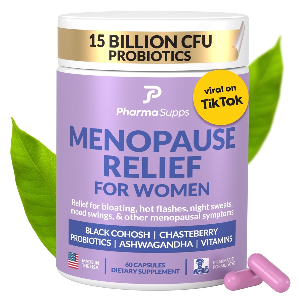 Natuurlijke Menopauze Supplementen voor vrouwen - Perimenopause Supplementen voor Hormonale Balance, Bloating & Mood Swings