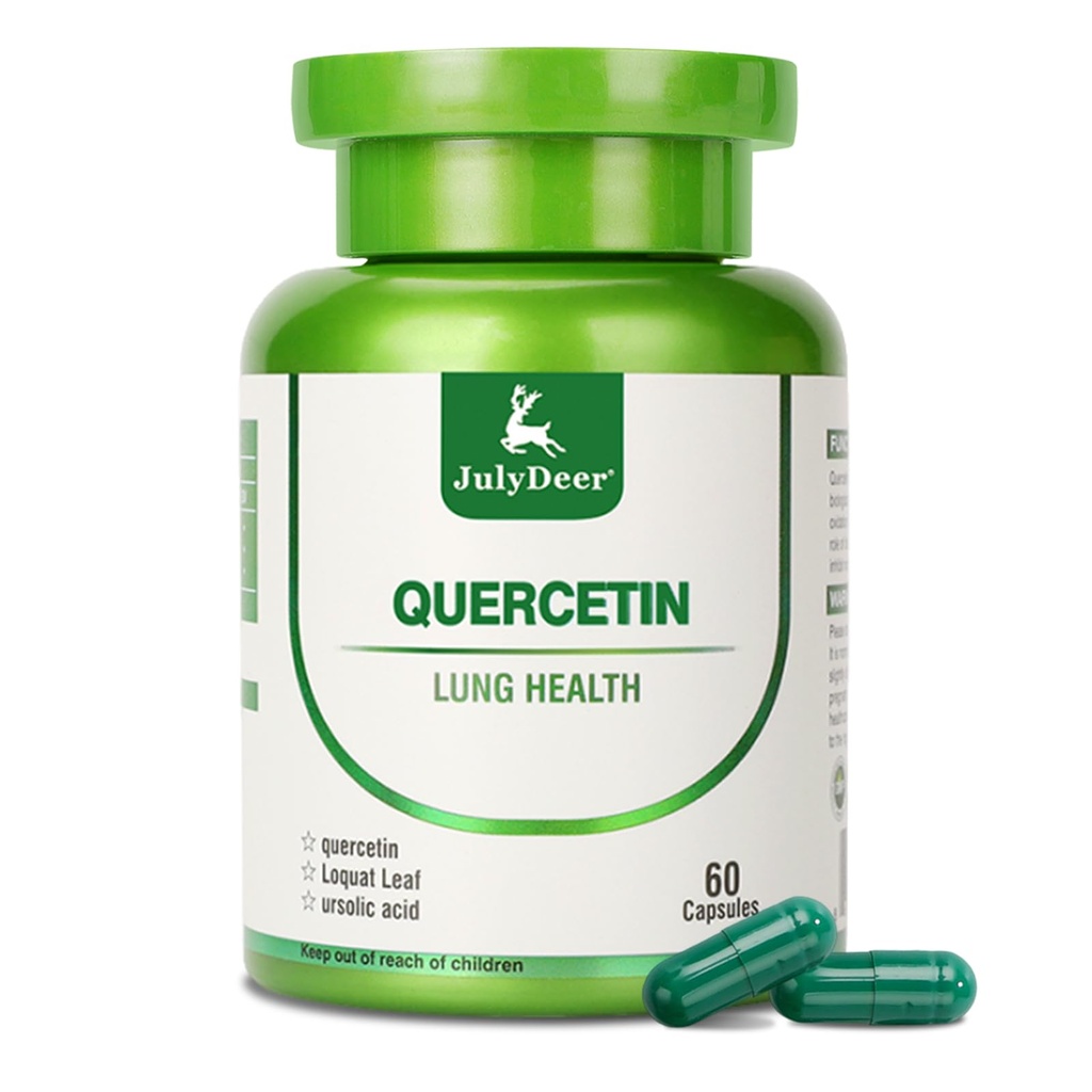 JulyDeer Quercetin 400 mg with Loquat Leaf Extract, Ursolic Acid 60 Capsules, Natural Antioxidant Flavonoids, Immune Support All Year Round