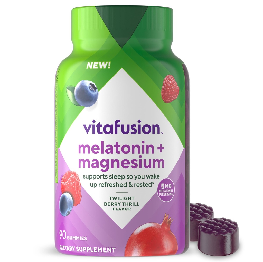 Vitafusion Mélatonine Gummies de 5mg de numération 90 Gummy avec Magnésium pour les adultes
