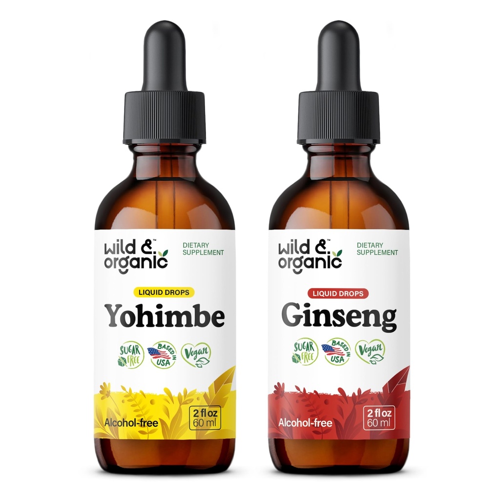 Wild & Organic Yohimbe Tincture 2 fl oz & Ginseng Tincture 2 fl oz