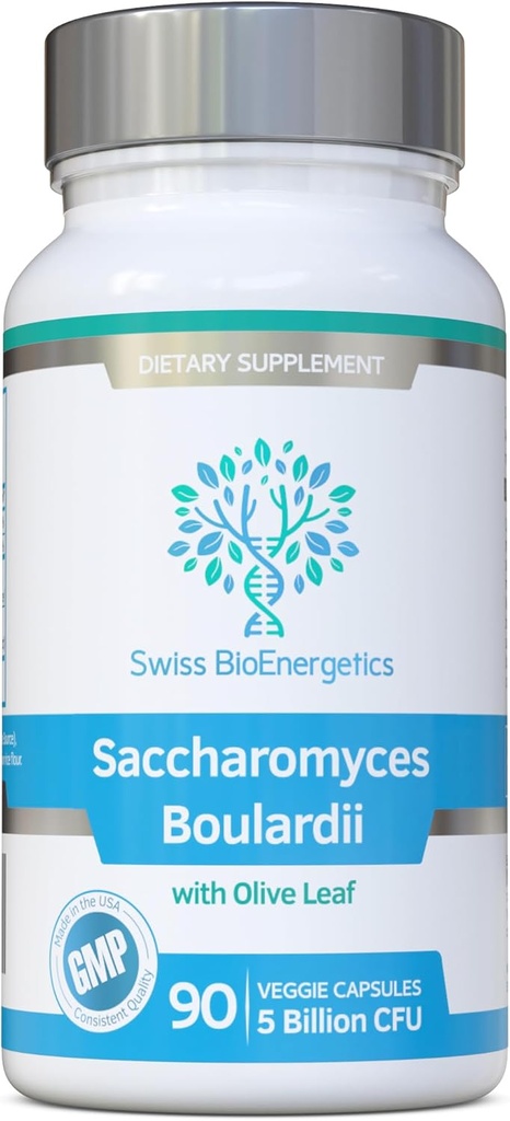Saccharomyces Boulardii 5 Miljard CFU 90 Capsules - Geen koeling vereist - Niet-koloniserend Gist op hoge sterkte met synergistisch Olive Leaf, Biotine en Vitamine D3