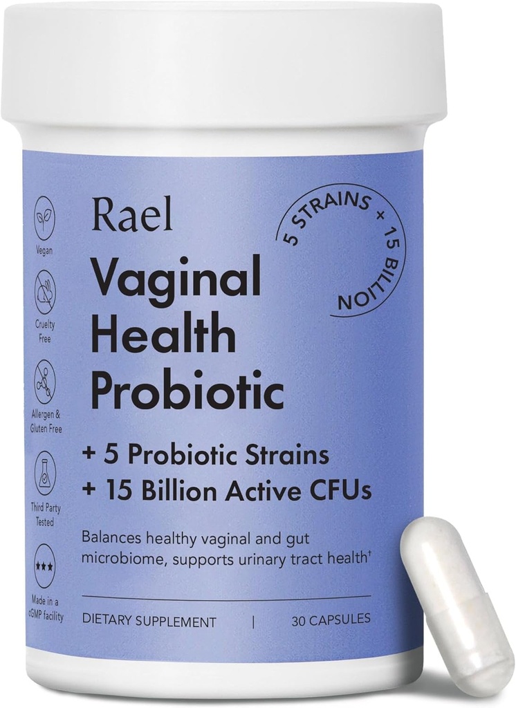 Rael Probiotica voor vrouwen - pH-balanssupplement met prebiotica, Vaginale Immune Health, Gist & Flora Support, Odor Control, Veganistisch (30 porties)