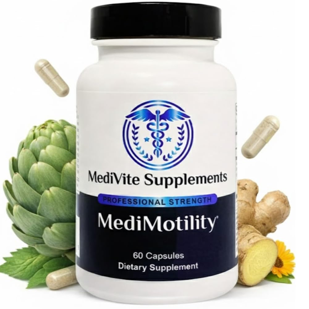 MediMotility 60ct – Physician-Approved Supplement for Healthy Gut Motility & Digestive Function – with Ginger Root & Artichoke Extract – GI & Bloating Support for Men & Women