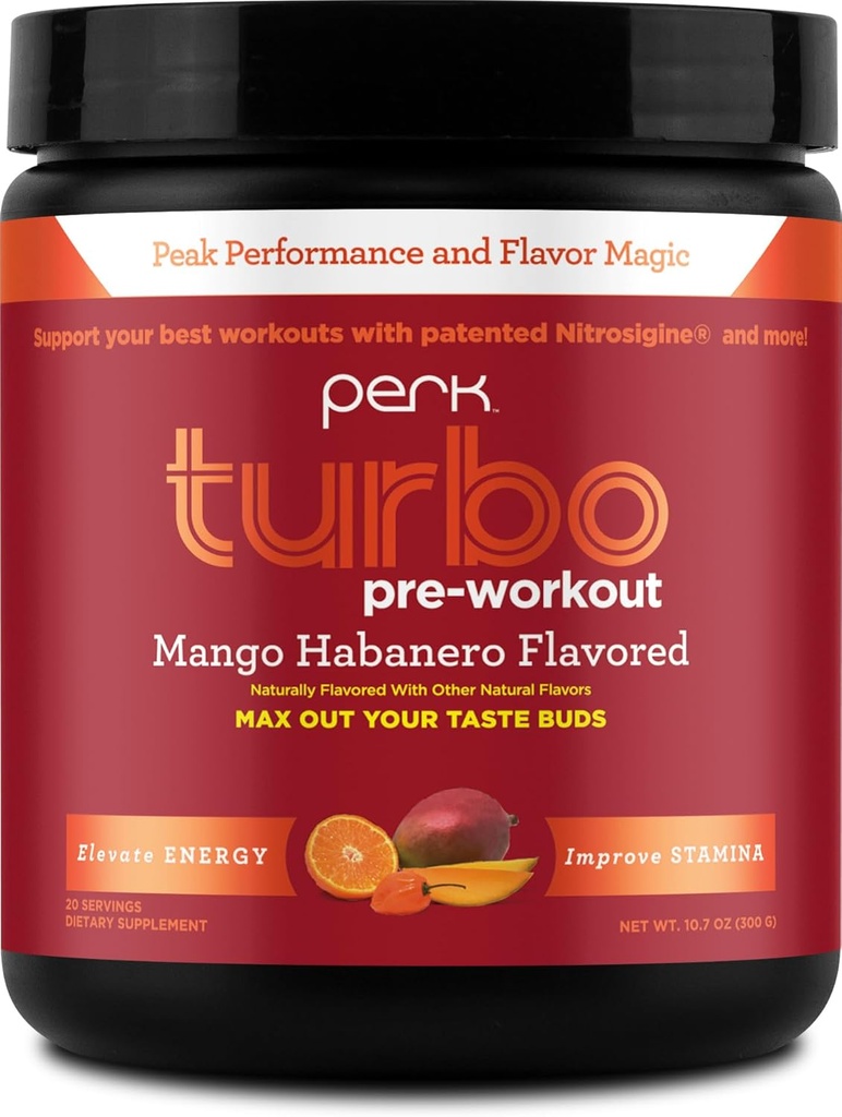 Perk Turbo pre-workout poeder (Mango Habanero smaak) 20 porties - Glutenvrij