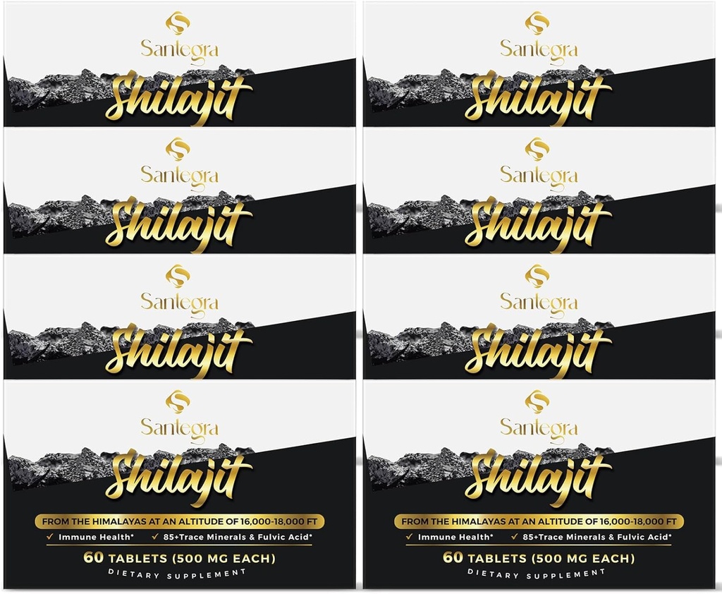 30.000 MG Shilajit tabletten, 100% Shilajit pure tabletten voor vrouwen en mannen, Himalaya biologisch, Fulvinezuur & 85+ sporenmineralen, harssupplement voor energie en immuunsysteem, 480 tellen