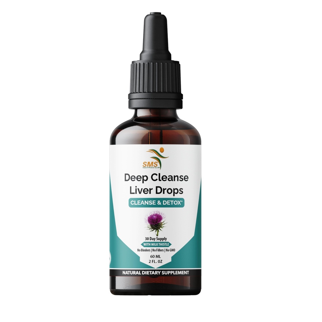 Deep Liver Cleanse Liquid Drops with Milk Thistle, Artichoke Extract, Dandelion Leaf & Turmeric Curcumin for Detox, Repair & Immunity - Organic, Non-GMO - 2 floz Bottle