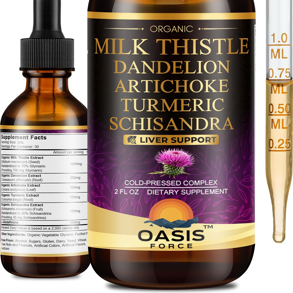 2 Pack Milk distel druppels voor lever reiniging Detox & Reparatie, Melk distel Extract Liquid Supplement met Dandelion & Artichoke voor lever ondersteuning, Veganistisch, Biologische, Alcoholvrije, 4 FL OZ