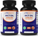 Vitamatic 2 Packs MCT Oil Capsules 3000 mg per Serving - 180 Softgels - from Coconut Oil - Bevat 55% caprylzuur C8 en 40% caprinezuur C10 (Total 360 Softgel)