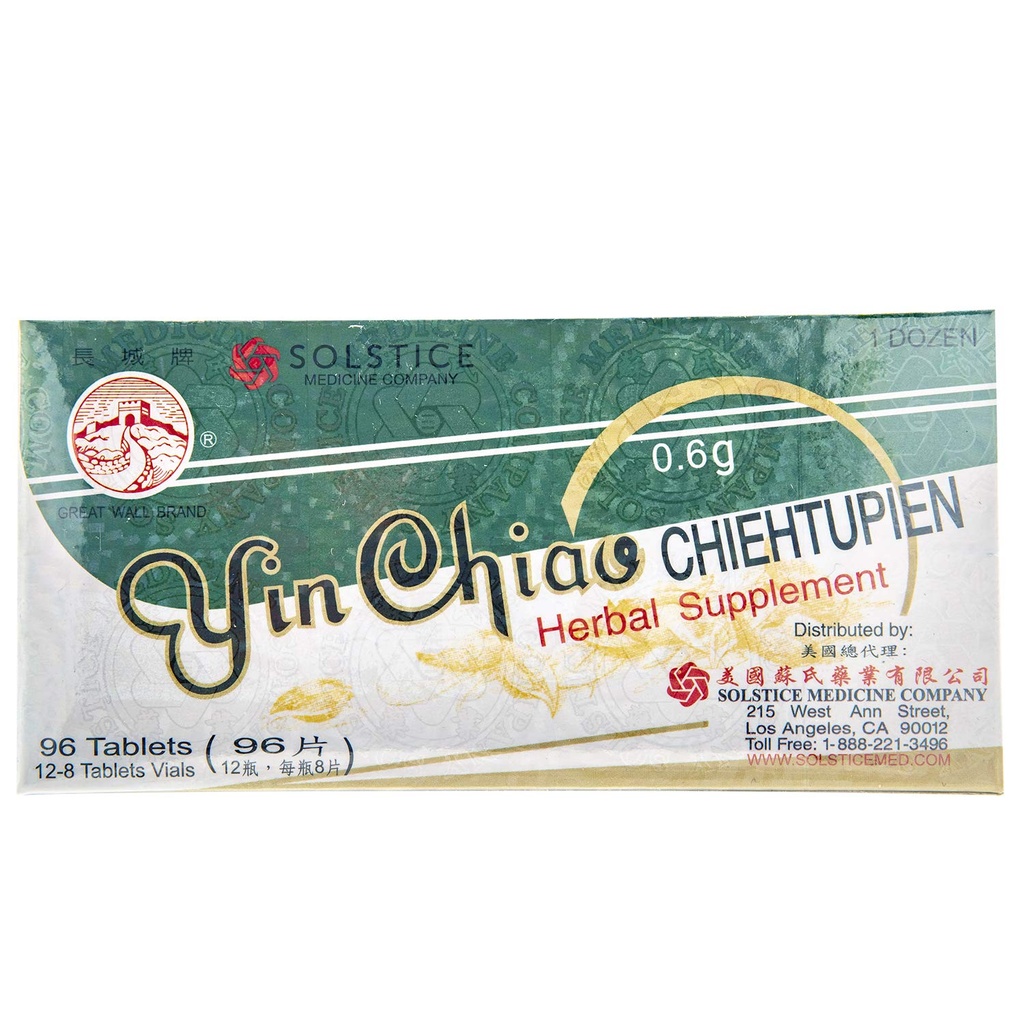 YIN CHIAO CHIEH TU PIEN - Supplément Herbal pour le soutien respiratoire (1 boîte, 96 comprimés)