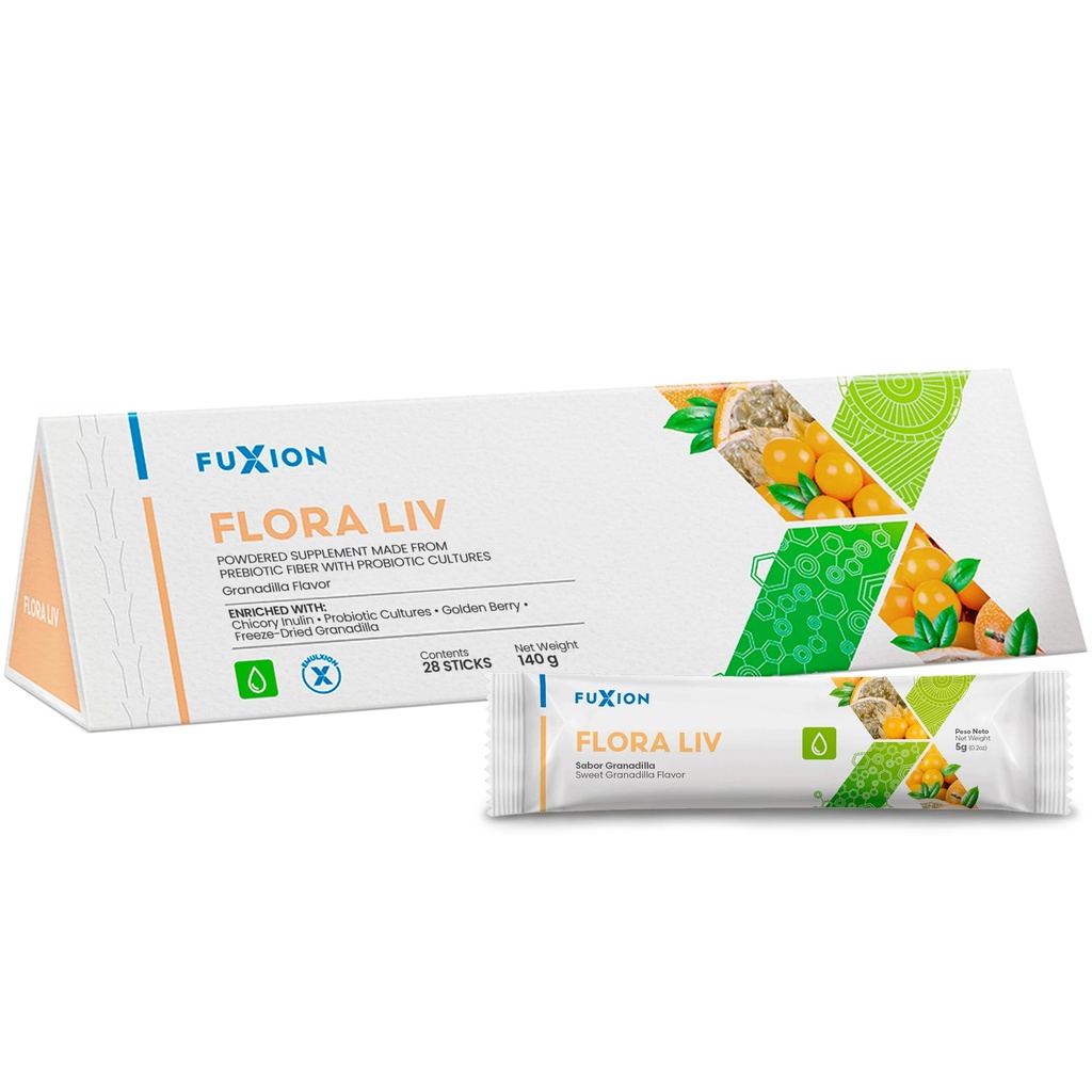 FuXion Flora Liva Drink Probiotiques pour les femmes et pour les hommes Gut Health (en anglais seulement) aide Mantain Balance of the Instestinal Flora (en anglais seulement) Lactobacillus and Bifidobacterium (en anglais seulement)